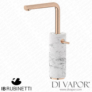 IB Rubinetti MM202SR_1 Marmo + Marmo L Tall Monohole Washbasin Mixer Complete with Drain - White Marble Spare Parts
