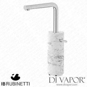 IB Rubinetti MM202SS_1 Marmo + Marmo L Tall Monohole Washbasin Mixer Complete with Drain - White Marble Spare Parts