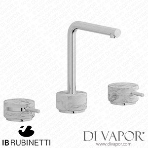 IB Rubinetti MM392CC_1 Marmo + Marmo L Three Holes Washbasin Set with Low Spout - White Marble Spare Parts