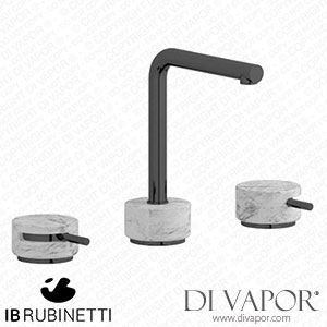 IB Rubinetti MM392CF_1 Marmo + Marmo L Three Holes Washbasin Set with Low Spout - White Marble Spare Parts