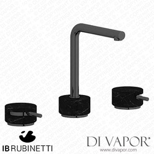 IB Rubinetti MM392CF_2 Marmo + Marmo L Three Holes Washbasin Set with Low Spout - Black Marble Spare Parts