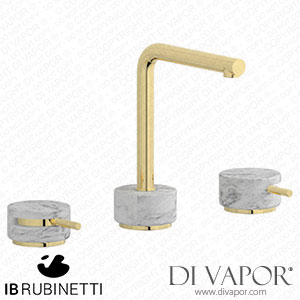 IB Rubinetti MM392II_1 Marmo + Marmo L Three Holes Washbasin Set with Low Spout - White Marble Spare Parts
