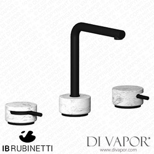 IB Rubinetti MM392NP_1 Marmo + Marmo L Three Holes Washbasin Set with Low Spout - White Marble Spare Parts