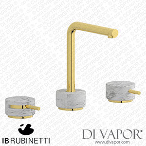 IB Rubinetti MM392OO_1 Marmo + Marmo L Three Holes Washbasin Set with Low Spout - White Marble Spare Parts