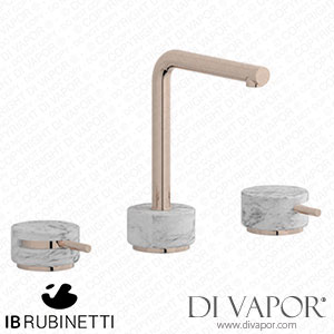 IB Rubinetti MM392RS_1 Marmo + Marmo L Three Holes Washbasin Set with Low Spout - White Marble Spare Parts