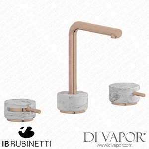 IB Rubinetti MM392SR_1 Marmo + Marmo L Three Holes Washbasin Set with Low Spout - White Marble Spare Parts