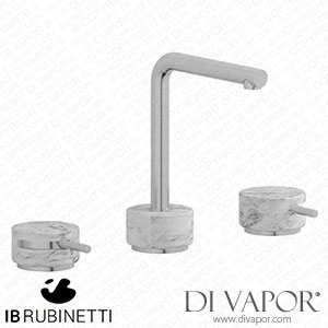 IB Rubinetti MM392SS_1 Marmo + Marmo L Three Holes Washbasin Set with Low Spout - White Marble Spare Parts