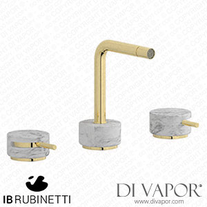 IB Rubinetti MM393II_1 Marmo + Marmo L Three Holes Bidet Set - White Marble Spare Parts