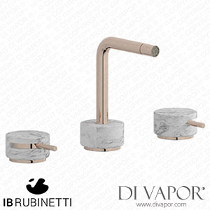 IB Rubinetti MM393RS_1 Marmo + Marmo L Three Holes Bidet Set - White Marble Spare Parts