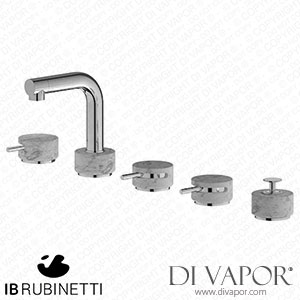 IB Rubinetti MM396CC_1 Marmo + Marmo L Five Holes Deck Mounted Bath Filler with Shower Kit - White Marble Spare Parts