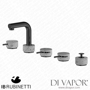 IB Rubinetti MM396CF_1 Marmo + Marmo L Five Holes Deck Mounted Bath Filler with Shower Kit - White Marble Spare Parts