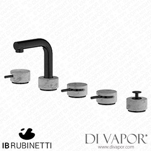 IB Rubinetti MM396CS_1 Marmo + Marmo L Five Holes Deck Mounted Bath Filler with Shower Kit - White Marble Spare Parts