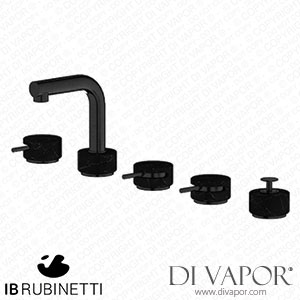IB Rubinetti MM396CS_2 Marmo + Marmo L Five Holes Deck Mounted Bath Filler with Shower Kit - Black Marble Spare Parts