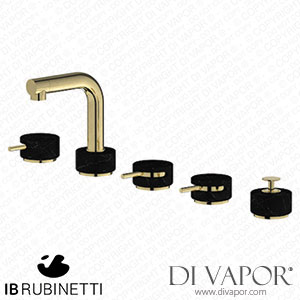 IB Rubinetti MM396II_2 Marmo + Marmo L Five Holes Deck Mounted Bath Filler with Shower Kit - Black Marble Spare Parts