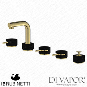 IB Rubinetti MM396IS_2 Marmo + Marmo L Five Holes Deck Mounted Bath Filler with Shower Kit - Black Marble Spare Parts