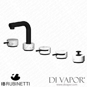 IB Rubinetti MM396NP_1 Marmo + Marmo L Five Holes Deck Mounted Bath Filler with Shower Kit - White Marble Spare Parts