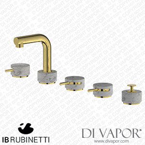 IB Rubinetti MM396OO_1 Marmo + Marmo L Five Holes Deck Mounted Bath Filler with Shower Kit - White Marble Spare Parts