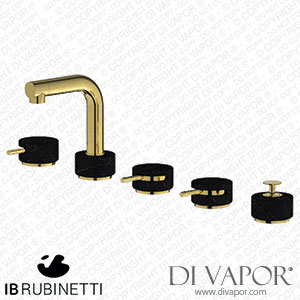 IB Rubinetti MM396OO_2 Marmo + Marmo L Five Holes Deck Mounted Bath Filler with Shower Kit - Black Marble Spare Parts