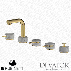 IB Rubinetti MM396OS_1 Marmo + Marmo L Five Holes Deck Mounted Bath Filler with Shower Kit - White Marble Spare Parts