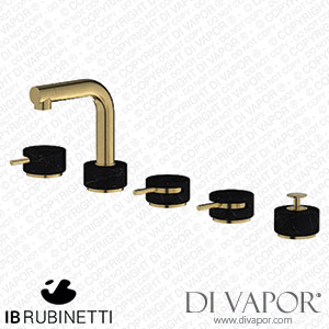 IB Rubinetti MM396OS_2 Marmo + Marmo L Five Holes Deck Mounted Bath Filler with Shower Kit - Black Marble Spare Parts