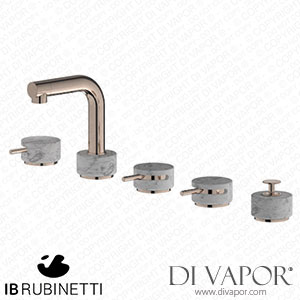IB Rubinetti MM396RS_1 Marmo + Marmo L Five Holes Deck Mounted Bath Filler with Shower Kit - White Marble Spare Parts