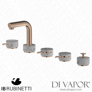 IB Rubinetti MM396SR_1 Marmo + Marmo L Five Holes Deck Mounted Bath Filler with Shower Kit - White Marble Spare Parts