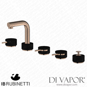 IB Rubinetti MM396SR_2 Marmo + Marmo L Five Holes Deck Mounted Bath Filler with Shower Kit - Black Marble Spare Parts