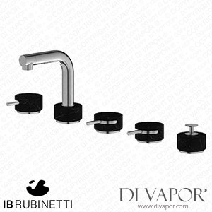 IB Rubinetti MM396SS_2 Marmo + Marmo L Five Holes Deck Mounted Bath Filler with Shower Kit - Black Marble Spare Parts