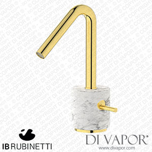 IB Rubinetti MR200OO_1 Marmo + Marmo L Monohole Washbasin Mixer Complete with Drain - White Marble Spare Parts