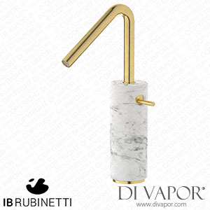 IB Rubinetti MR202ON_1 Marmo + Marmo L Tall Monohole Washbasin Mixer Complete with Drain - White Marble Spare Parts
