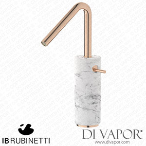 IB Rubinetti MR202SR_1 Marmo + Marmo L Tall Monohole Washbasin Mixer Complete with Drain - White Marble Spare Parts