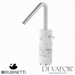 IB Rubinetti MR202SS_1 Marmo + Marmo L Tall Monohole Washbasin Mixer Complete with Drain - White Marble Spare Parts
