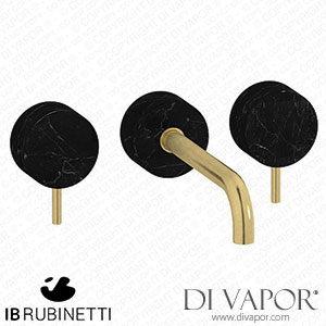 IB Rubinetti MR307ON_2 Marmo + Marmo L Wall Mounted Widespread Tap Tap with Long Spout - Black Marble Spare Parts
