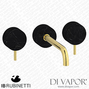IB Rubinetti MR307OO_2 Marmo + Marmo L Wall Mounted Widespread Tap Tap with Long Spout - Black Marble Spare Parts