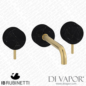 IB Rubinetti MR307OS_2 Marmo + Marmo L Wall Mounted Widespread Tap Tap with Long Spout - Black Marble Spare Parts