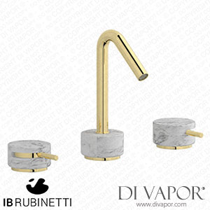 IB Rubinetti MR392II_1 Marmo + Marmo L Three Holes Washbasin Set with Low Spout - White Marble Spare Parts