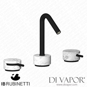 IB Rubinetti MR392NP_1 Marmo + Marmo L Three Holes Washbasin Set with Low Spout - White Marble Spare Parts