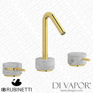 IB Rubinetti MR392OO_1 Marmo + Marmo L Three Holes Washbasin Set with Low Spout - White Marble Spare Parts