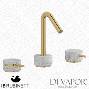 IB Rubinetti MR392OS_1 Marmo + Marmo L Three Holes Washbasin Set with Low Spout - White Marble Spare Parts