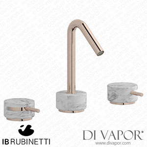 IB Rubinetti MR392RS_1 Marmo + Marmo L Three Holes Washbasin Set with Low Spout - White Marble Spare Parts