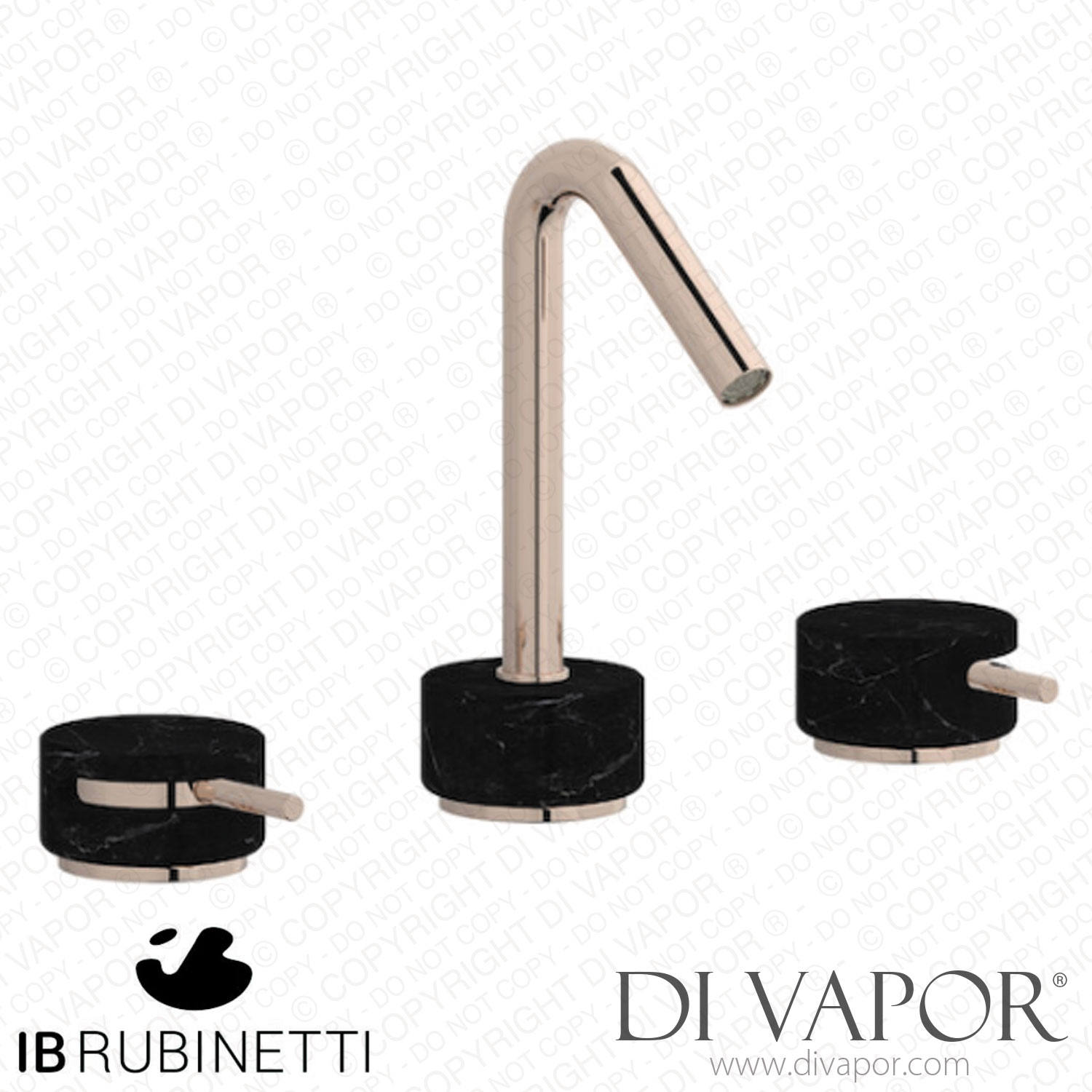 IB Rubinetti MR392RS_2 Marmo + Marmo L Three Holes Washbasin Set with Low Spout - Black Marble Spare Parts