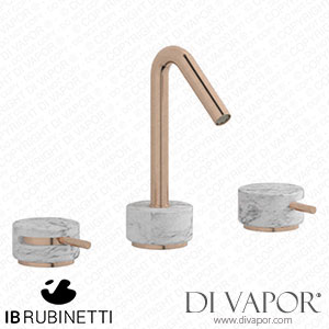 IB Rubinetti MR392SR_1 Marmo + Marmo L Three Holes Washbasin Set with Low Spout - White Marble Spare Parts