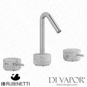 IB Rubinetti MR392SS_1 Marmo + Marmo L Three Holes Washbasin Set with Low Spout - White Marble Spare Parts