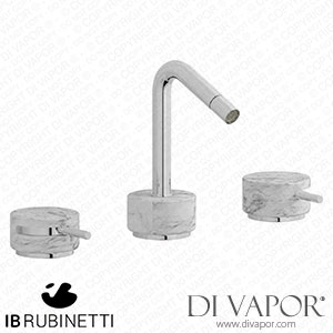 IB Rubinetti MR393CC_1 Marmo + Marmo L Three Holes Bidet Set - White Marble Spare Parts