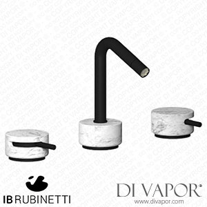 IB Rubinetti MR393NP_1 Marmo + Marmo L Three Holes Bidet Set - White Marble Spare Parts