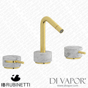 IB Rubinetti MR393OO_1 Marmo + Marmo L Three Holes Bidet Set - White Marble Spare Parts