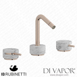 IB Rubinetti MR393RS_1 Marmo + Marmo L Three Holes Bidet Set - White Marble Spare Parts