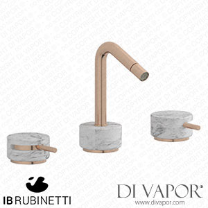 IB Rubinetti MR393SR_1 Marmo + Marmo L Three Holes Bidet Set - White Marble Spare Parts