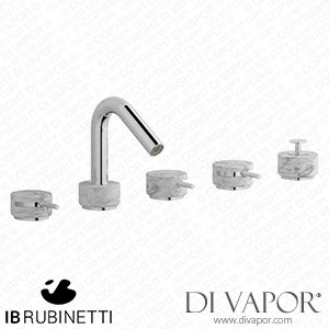 IB Rubinetti MR396CC_1 Marmo + Marmo L Five Holes Deck Mounted Bath Filler with Shower Kit - White Marble Spare Parts