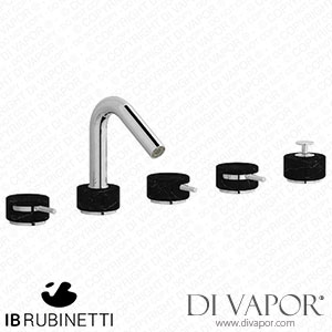 IB Rubinetti MR396CC_2 Marmo + Marmo L Five Holes Deck Mounted Bath Filler with Shower Kit - Black Marble Spare Parts